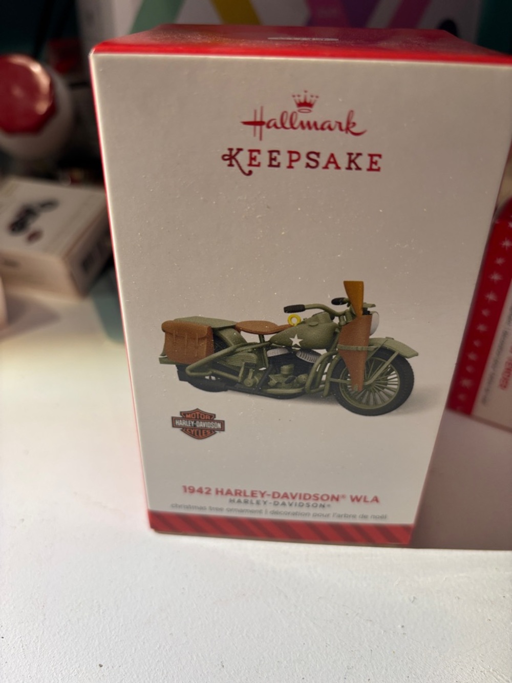 Hallmark Keepsake Harley-Davidson ornament-1942 WLA military motorcycle.